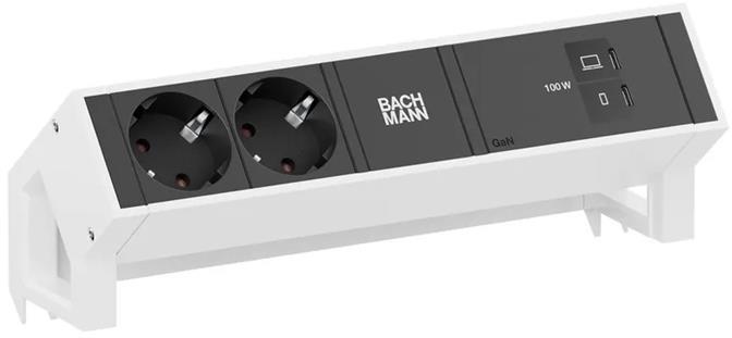 Модул DESK 2 с 2х Шуко и USB тип C Power Delivery 100W, цвят Бял, Bachmann, BACHMANN, BM0022032