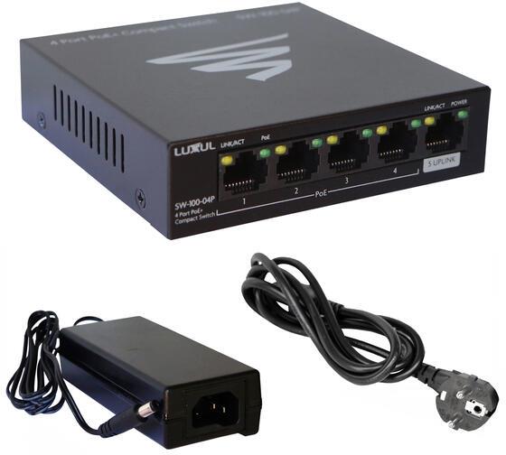 Мрежов комутатор, 4x 1 Gbps PoE + 1x Gbps uplink порт, 58W, Legrand, LEGRAND, 413111