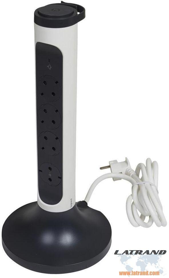 Колона бяла 4x2P+E с кабел 2 метра с гръмозащита Corner NEW Legrand 694505