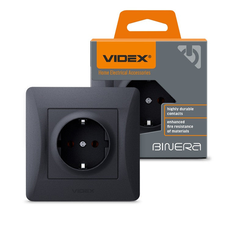 КОНТАКТ ШУКО VF-BNSK1G-BG 16А BINERA VIDEX - ГРАФИТ