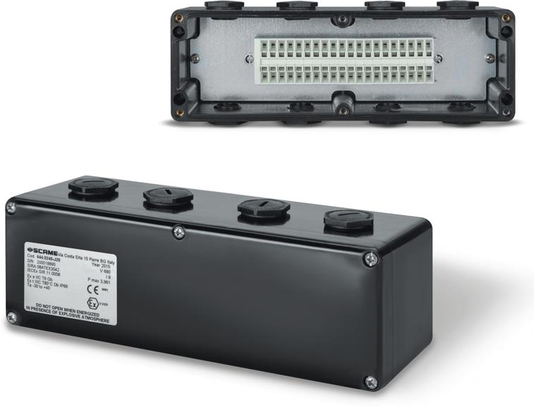 Кутия взривозащитена EX 230x75x75мм IP66, с 8х тапи М20, 20xWDU 2,5mm², серия Zenith-P ЕX Scame, SCAME, 644.0240-J20