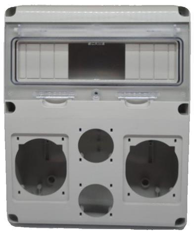 Табло за индустриални контакти и DIN модули IP55, UV, серия Enerbox /11 DIN, 2х16-32A и 6хшуко/ Scame, SCAME, 633.2044