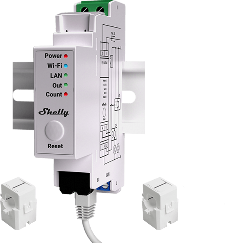 Монофазен Smart мерител 2х 50A за DIN монтаж Shelly PRO EM 50 - 268148
