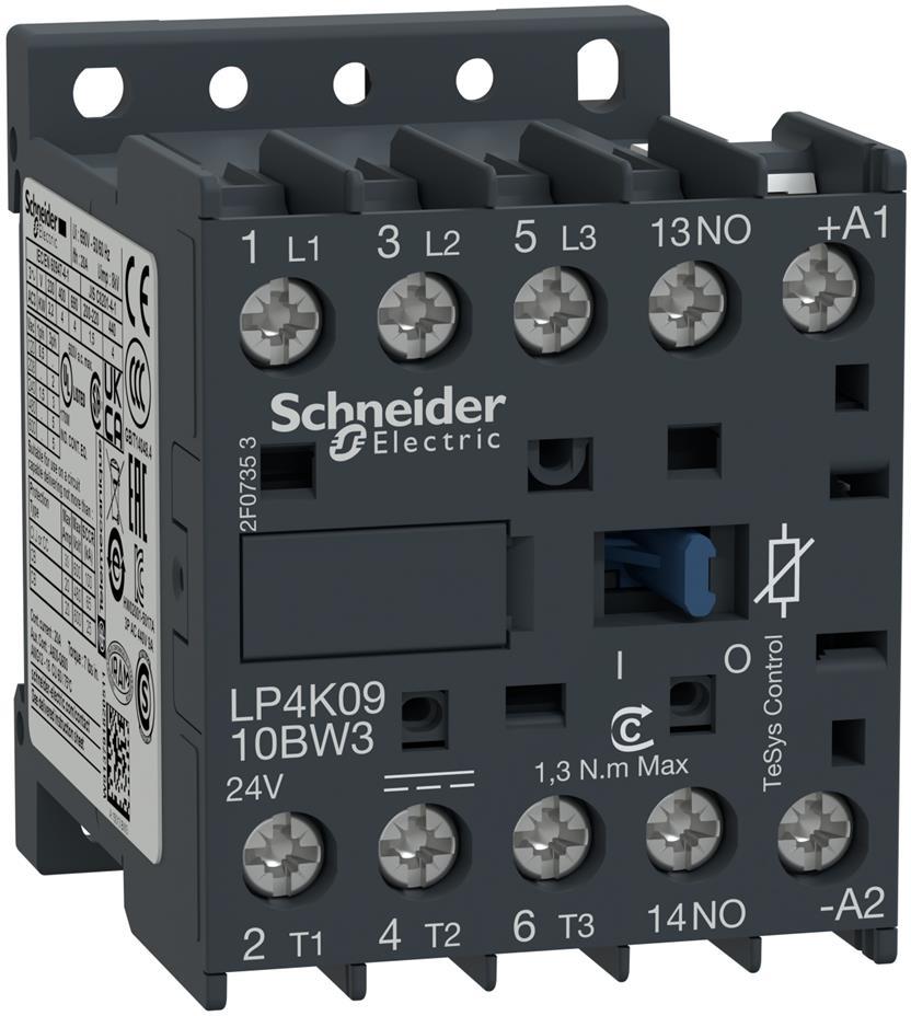 Контактор TeSys K 3P 4kW (9A AC-3) 1NO 24V DC lc SE, SCHNEIDER ELECTRIC НИСКО НАПРЕЖЕНИЕ, LP4K0910BW3