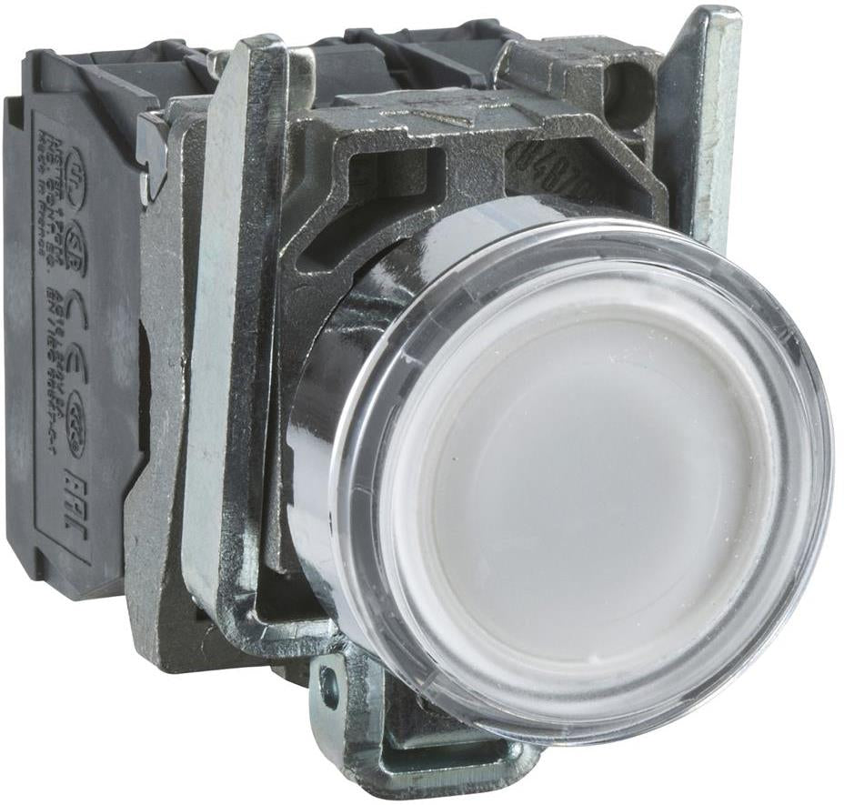 Бутон сглобен бял 1NO-1NC светещ 230...240Vac Ø22mm XB4 SE, SCHNEIDER ELECTRIC НИСКО НАПРЕЖЕНИЕ, XB4BW31M5