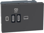 Розетка 2xUSB за зареждане тип C Power Delivery 63W 3 мод. цвят Графит Light Now Bticino, BTICINO, YD4395CC