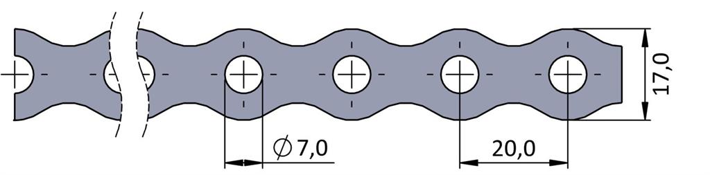 Поцинкована перфоринана лента 17x0,7 10м вълнообразна с отвор Ø7мм Posirol, POSIROL, P67311