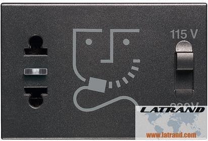 Контакт за самобръсначка 2P 3 мод. цвят Черен 230V Classia Bticino - RG4177