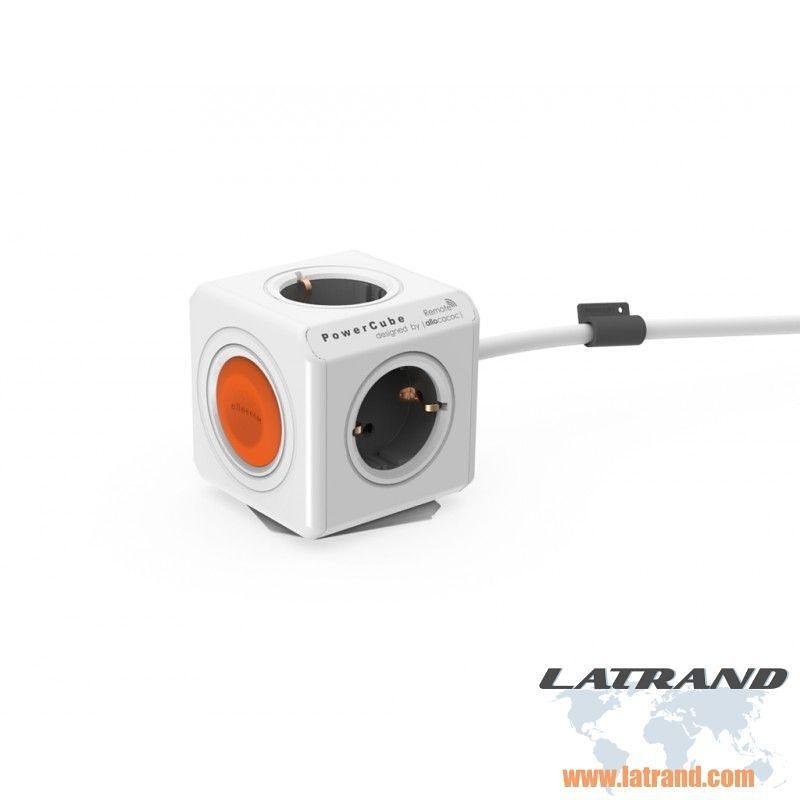 ALLOCACOC  PowerCube Extended Remote мрежово разширение, 4 конектора, 1,5 м, превключвател, бяло-оранжев 1513/EUEXRM