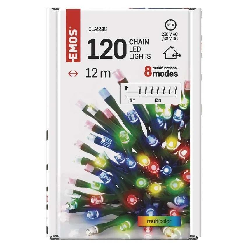 Комплект коледни лампички 120x LED многоцветни 12м IP44 с 8 програми CLASSIC EMOS - D4AM08