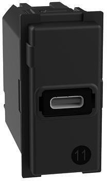 Розетка USB за зареждане тип C Power Delivery 20W 1 мод. Living Now Bticino цвят черен - K4192C