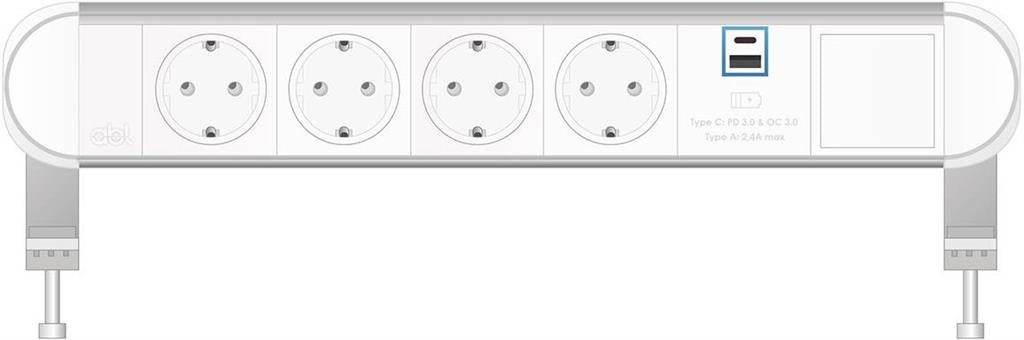 Модул Chroma 6M с 4х Шуко, USB тип A+C и 1х празен модул, цвят Бял, ABL, ABL Сърбия, 2A01F4A4