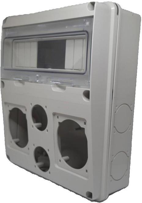 Табло за индустриални контакти и DIN модули IP55, UV, серия Enerbox /11 DIN, 2х16-32A и 6хшуко/ Scame, SCAME, 633.2044