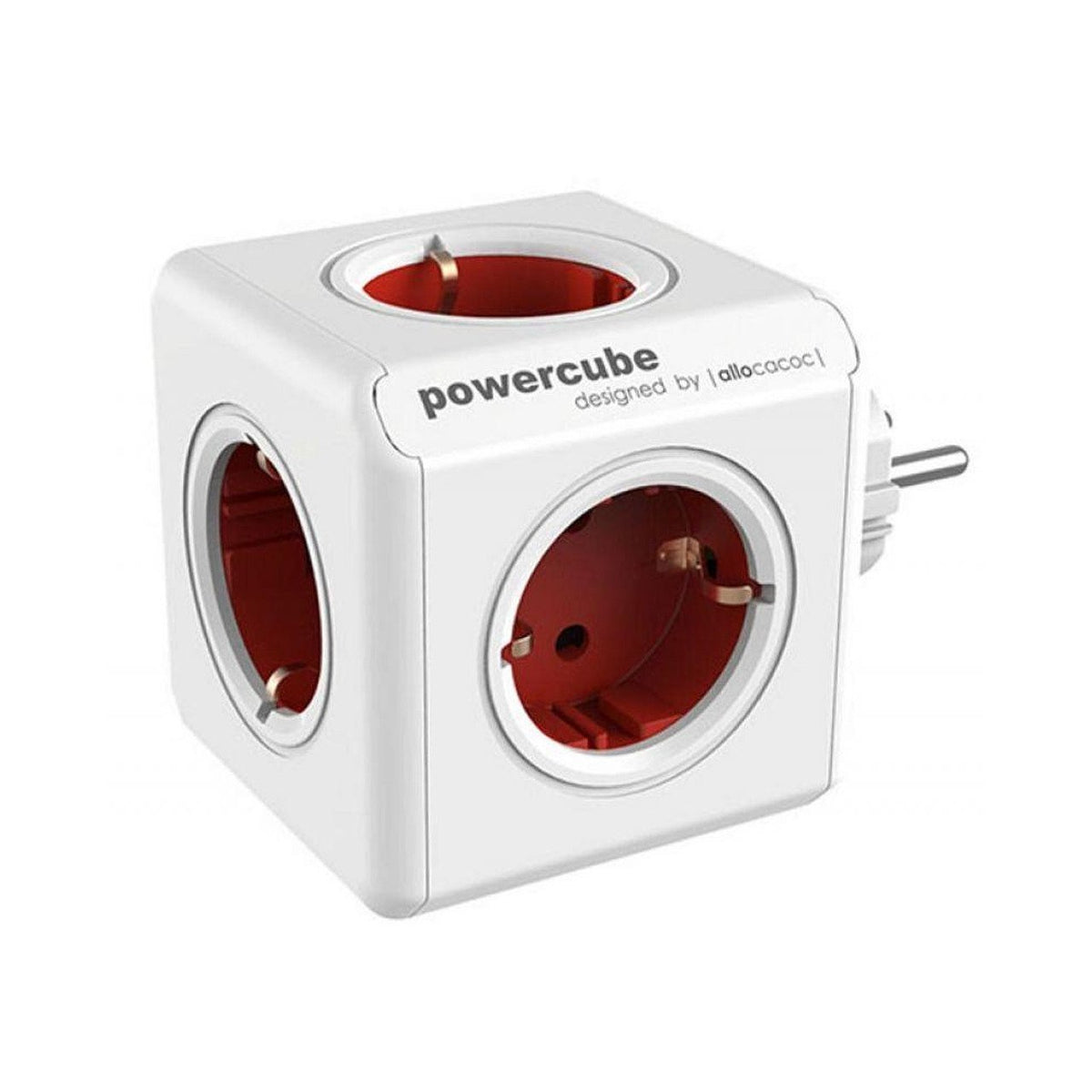 Разклонител DesignNest - PowerCube Original 1100RD, 5 гнезда, червен, Allocacoc, 1100RD/DEORPC
