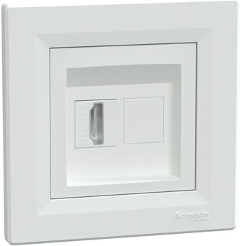 Розетка HDMI моноблок цвят Бял Asfora SE, SCHNEIDER ELECTRIC, EPH4500121