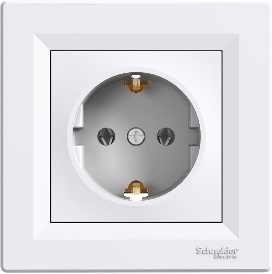 Контакт ШУКО 16A моноблок цвят Бял Asfora SE, SCHNEIDER ELECTRIC, EPH2900121