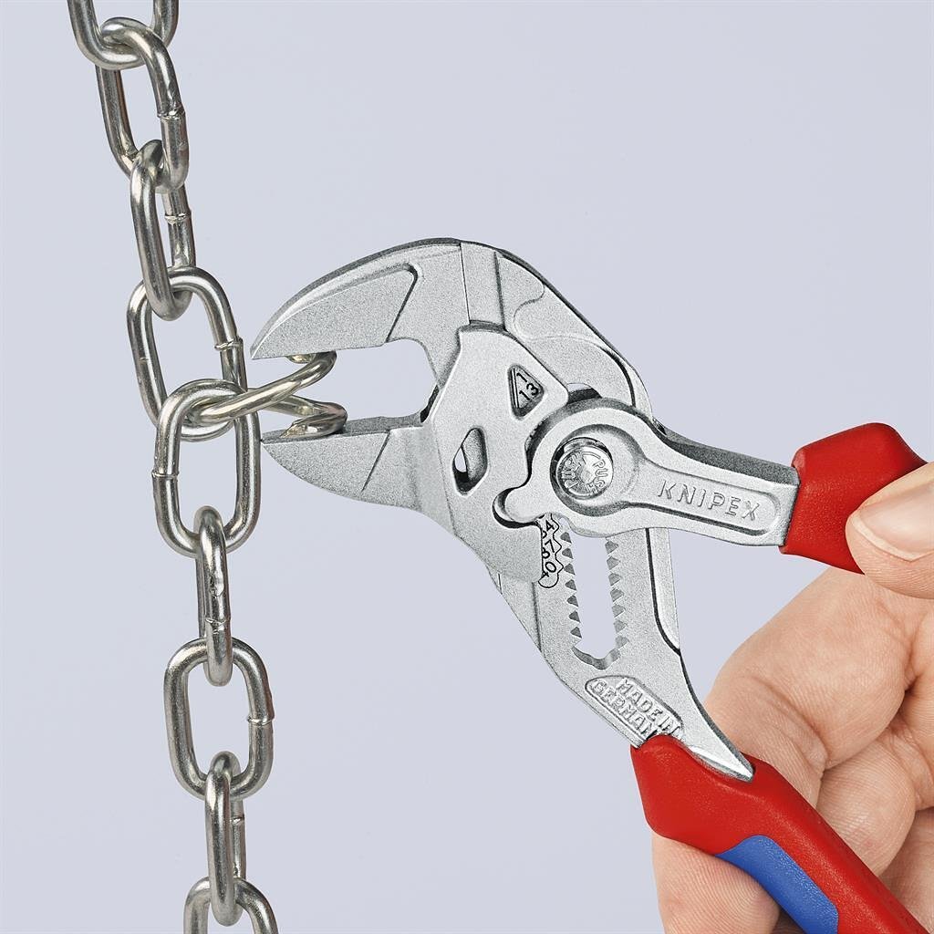 Клещи раздвижени, хромирани, синьо-червена ръкохватка 180мм, Knipex - K8605180