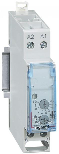 Реле за време, закъснение при изключване, 1x 0.1s-100h, 1c/o 8А, 12...230Vac 1 модул Legrand, LEGRAND НИСКО НАПРЕЖЕНИЕ, 4745