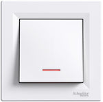 Девиаторен ключ с подсветка моноблок цвят Бял Asfora SE, SCHNEIDER ELECTRIC, EPH1500121