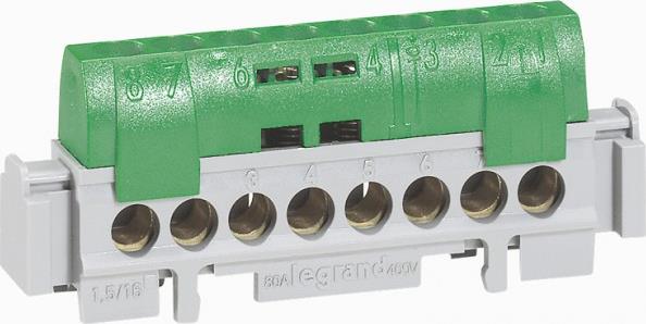 Клема изолирана ЗЕЛЕНА 8х16mm2 76A Legrand, LEGRAND НИСКО НАПРЕЖЕНИЕ, 4832