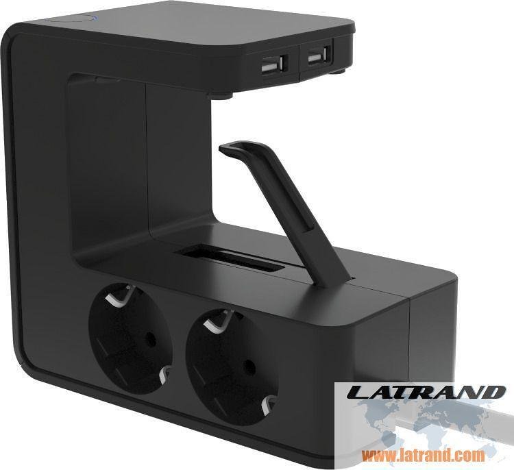 Разклонител Черен U-POWER 4х2P+E и 2хUSB 3.4A с кабел 1.5 метра Legrand 694812