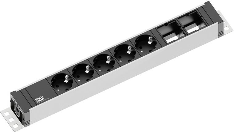 Модул UNIVERSAL с 5х Шуко и 2х празни модула, с кабел 3м, цвят Черен, Bachmann, BACHMANN, B922.0181