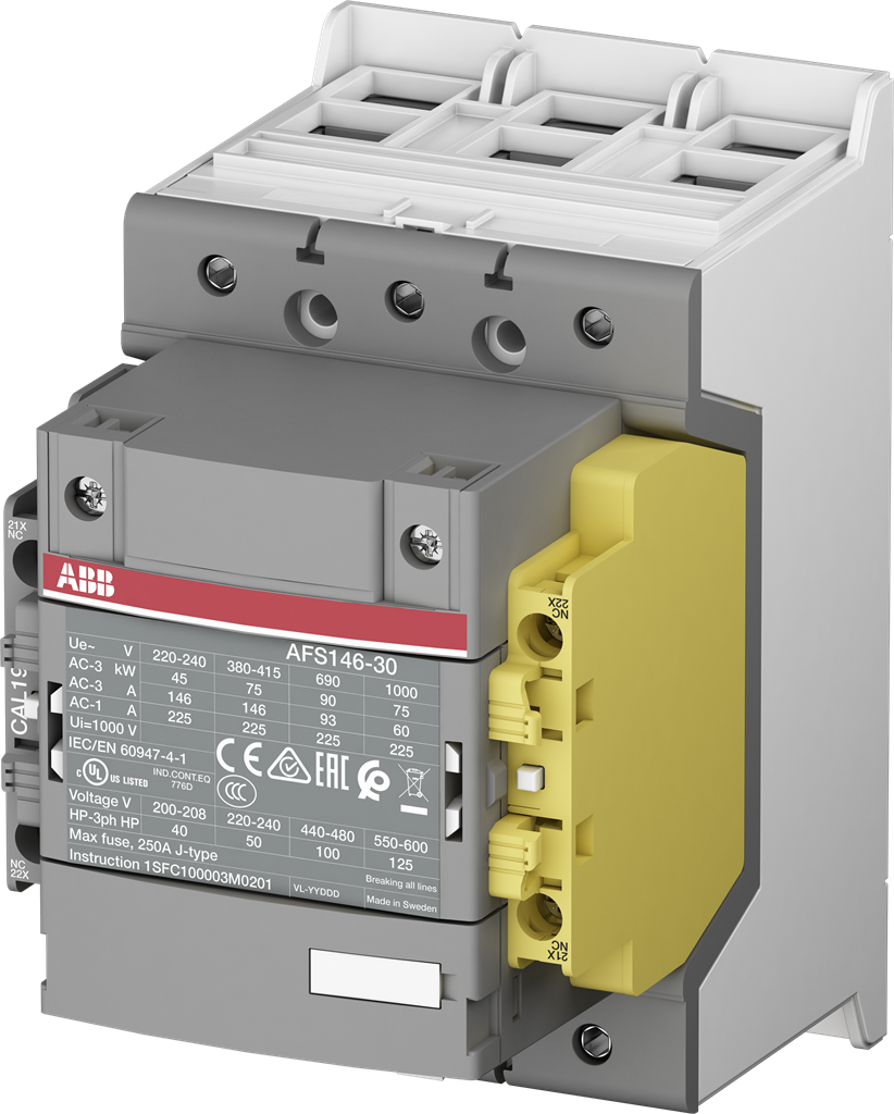Контактор AFS146-30-12 3P 75kW (146A AC-3) 1NO+2NC 24...60V 50/60Hz ABB, 1SFL467081R1112