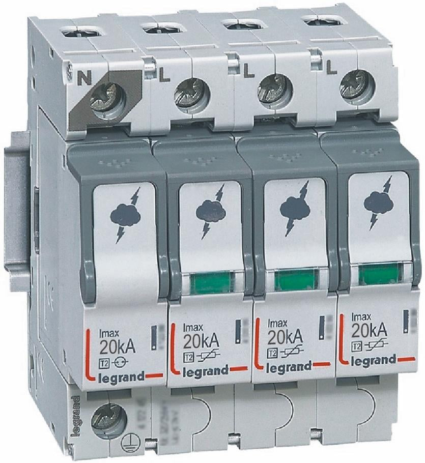 Катоден отводител тип 2 SPD 20kA 320V 3P+N L Legrand, LEGRAND НИСКО НАПРЕЖЕНИЕ, 412225