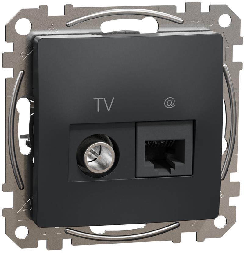 Розетка TV+RJ45 UTP cat.6 цвят Антрацит Sedna SE, SCHNEIDER ELECTRIC, SDD114469T