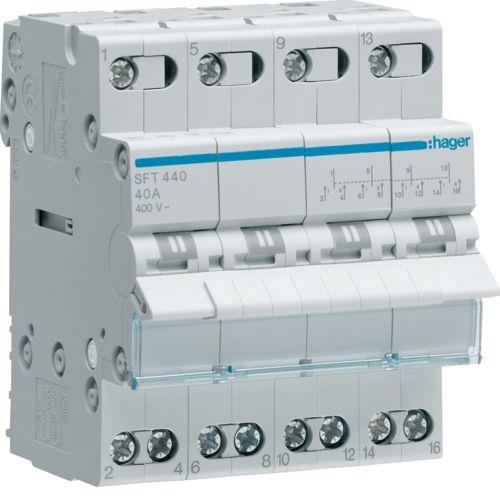 Ум шалтер I-0-II DIN монтаж SFT440 40A 4P 400V 4 мод. Hager, HAGER