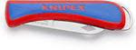 Сгъваем нож за електротехници, синьо-червена ръкохватка 120мм, Knipex - K162050SB