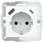 Контакт ШУКО 2P+E 16A + USB тип A+C механизъм 55x55 EKINEX, EK-PWS-DE-USB