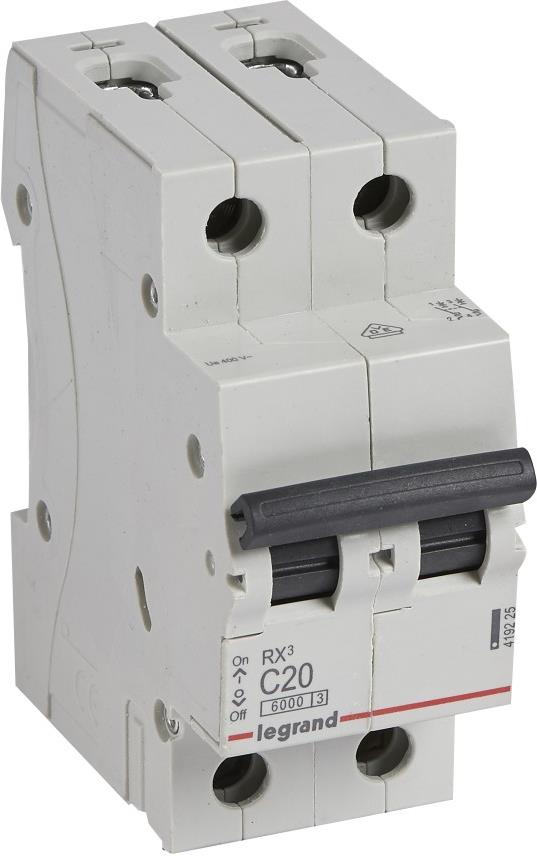 Автоматичен прекъсвач RX3 2P 20A крива С 6kA Legrand, LEGRAND НИСКО НАПРЕЖЕНИЕ, 419225