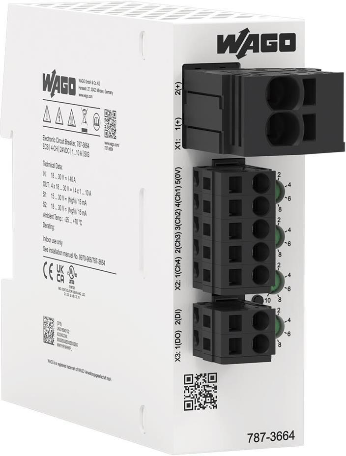 Реле за контрол на ток 4x DC 1-2-4-6-8-10A 18…30 VDC Wago, WAGO, 787-3664