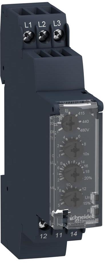Реле за контрол на напрежение 3P мин+макс праг, 1c/o 5A, 208...480Vac SE, SCHNEIDER ELECTRIC НИСКО НАПРЕЖЕНИЕ, RM17UB310