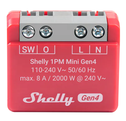 Микромодул Smart реле 1х On/Off 8A с мерител изисква неутрала Shelly 1PM Mini Gen4 - 070809, SHELLY