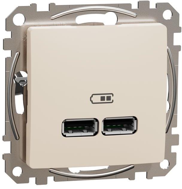 Розетка 2хUSB за зареждане тип A+A 2.1A 10.5W цвят Крем Sedna SE, SCHNEIDER ELECTRIC, SDD112401