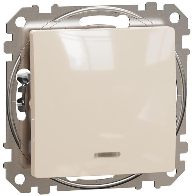 Кръстат ключ с подсветка цвят Крем Sedna SE, SCHNEIDER ELECTRIC, SDD112107L