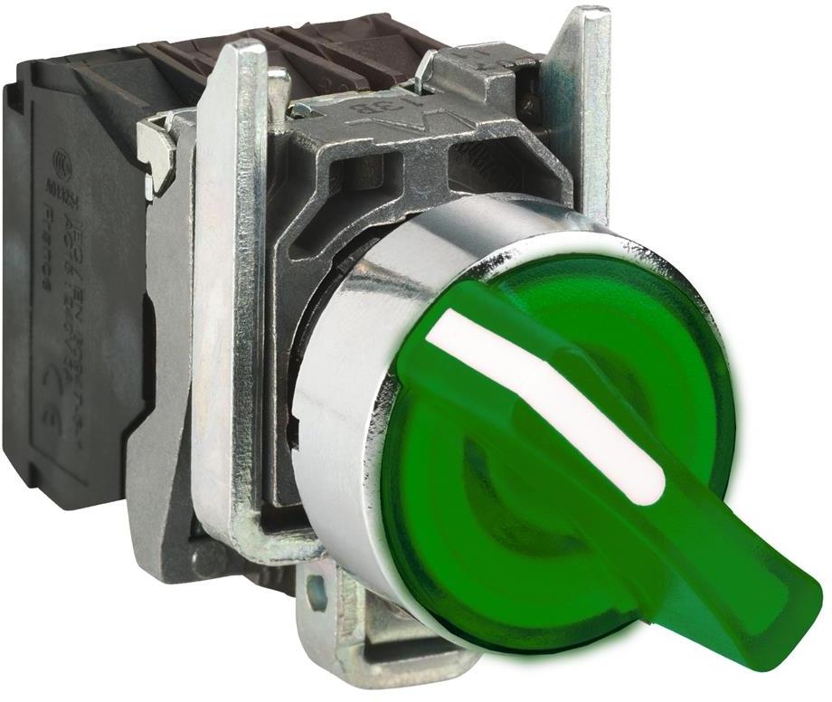 Превключвател зелен 1-2-3 1NO-1NC светещ 24Vac/dc Ø22mm XB4 SE, SCHNEIDER ELECTRIC НИСКО НАПРЕЖЕНИЕ, XB4BK133B5