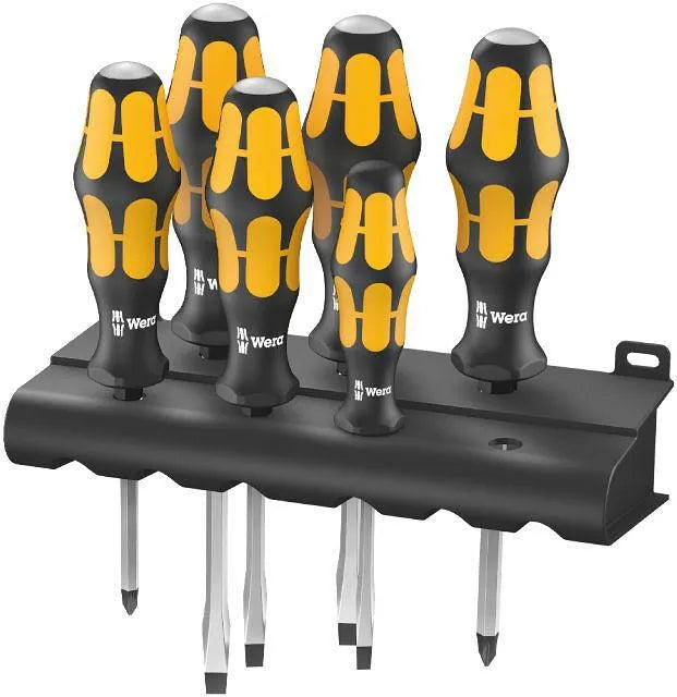 Комплект отвертки, 4x шлиц и 2x PH, ударна жълто-черна ръкохватка, 932/6 Kraftform Plus Wera - W018282