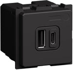Розетка 2xUSB за зареждане тип A+C PD 20W 2 мод. цвят Графит Light Now Bticino, BTICINO, YD4292AC