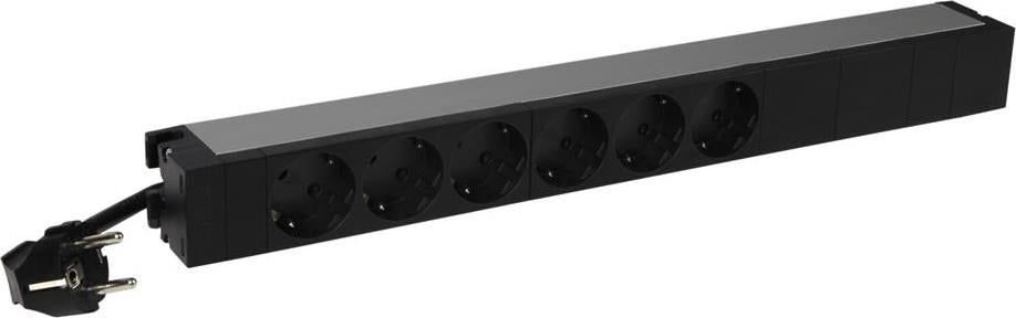 Разклонител PDU 19" 1U 6x ШУКО, с кабел 3м и щепсел универсален 16A, Legrand, LEGRAND, 646806