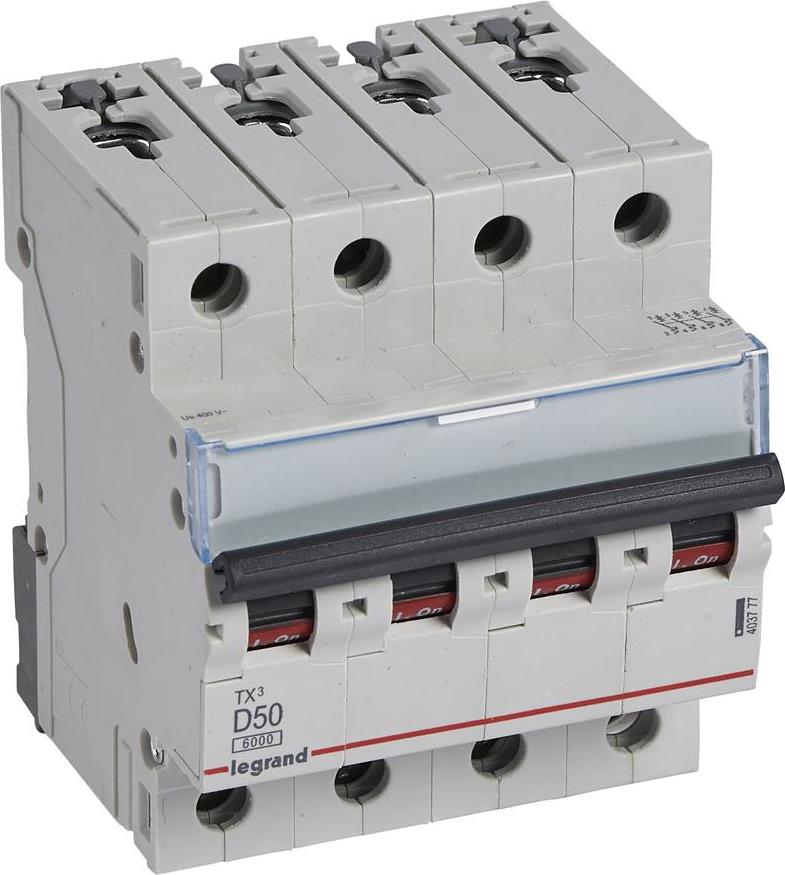 Автоматичен прекъсвач TX3 4P 50A крива D 6kA Legrand, LEGRAND НИСКО НАПРЕЖЕНИЕ, 403777