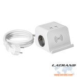 Настолен разклонител с безжично зарядно, 4 USB порта и два броя шуко, ORNO, OR-AE-13249(GS)/W