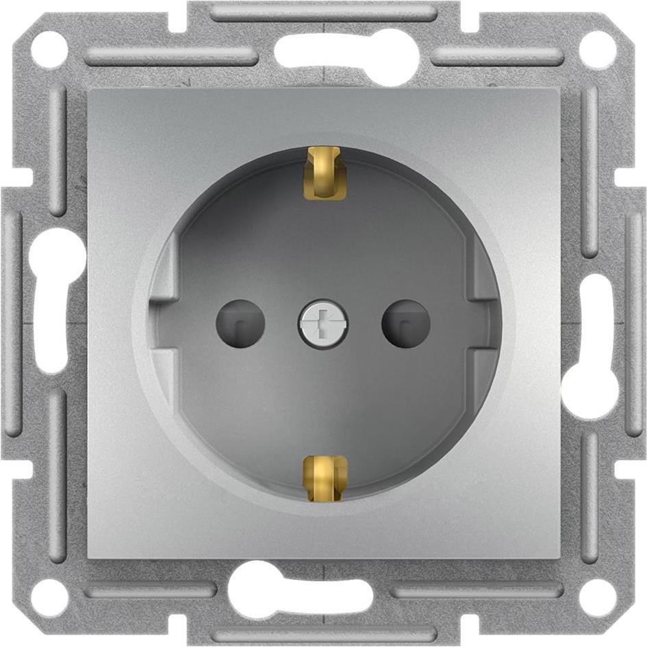 Контакт ШУКО 16A с детска защита цвят Алуминий Asfora SE, SCHNEIDER ELECTRIC, EPH2900261