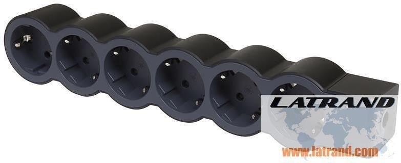 Разклонител ЧЕРЕН 6x2P+E без кабел Standard NEW Legrand 694580