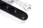 Разклонител с 4 Шуко контакта + USB A + USB C | 1.5 м кабел | Ключ ON/OFF | Модерен разклонител за дом и офис