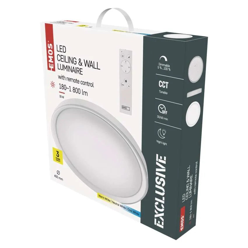 Плафон LED DN400 30W CCT 1800lm 115° димируем с ДУ 30000h IP20 ILVI EMOS, ZM5168