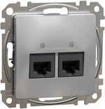 Розетка 2xRJ45 UTP cat.6 S-One цвят Алуминий Sedna SE, SCHNEIDER ELECTRIC, SDD113462