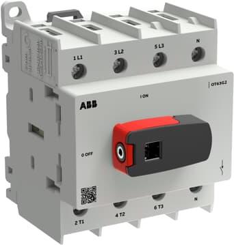 Разединител OT63G2-4BSN2 63A 4P I-0 за DIN монтаж с ръкохватка ABB, 1SCA162559R1001